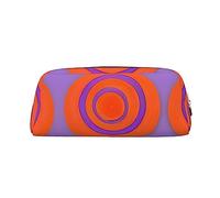 vacsAX Estuche de lápices con centro de círculo naranja, bolsa de monedas, bolsa de cosméticos, organizador de papelería de oficina, bolsa portátil para lápices