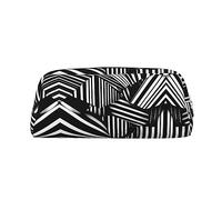 vacsAX Estuche de lápices con líneas geométricas en blanco y negro, bolsa para monedas, bolsa de cosméticos, organizador de papelería de oficina, bolsa portátil para lápices