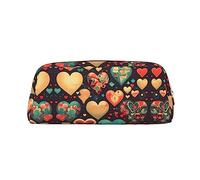 vacsAX Estuche de lápices de corazones coloridos, bolsa de monedas, bolsa de cosméticos, organizador de papelería de oficina, bolsa portátil para lápices