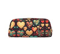 vacsAX Estuche de lápices de corazones coloridos, bolsa de monedas, bolsa de cosméticos, organizador de papelería de oficina, bolsa portátil para lápices