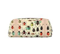 vacsAX Estuche de lápices de dibujos animados pequeños insectos, bolsa de monedas, bolsa de cosméticos, organizador de papelería de oficina, bolsa portátil para lápices