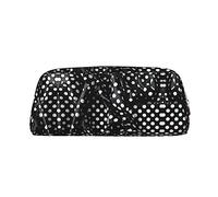 vacsAX Estuche de lápices de puntos corrugados en blanco y negro, bolsa de monedas, bolsa de cosméticos, organizador de papelería de oficina, bolsa de lápices portátil