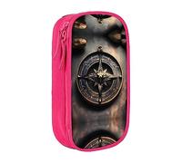 vacsAX Estuche de lona con diseño mágico de runas nórdicas con cremallera, doble capa, gran capacidad, organizador, Pink, Talla única, Organizador de bolsas
