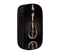 vacsAX Estuche de lona para lápices de guitarra negro con cremallera, doble capa, gran capacidad, caja organizadora, Black, Talla única, Organizador de bolsas