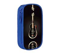 vacsAX Estuche de lona para lápices de guitarra negro con cremallera, doble capa, gran capacidad, caja organizadora, Blue, Talla única, Organizador de bolsas