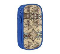 vacsAX Estuche de tela Oxford, duradero y elegante, para suministros escolares y de oficina, bolsa de lápices, mapa antiguo, globo terráqueo, Blue, Talla única, Tarjetero