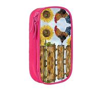 vacsAX Estuche de tela Oxford, duradero y elegante, para suministros escolares y de oficina, bolsa de lápices, vintage, girasol, gallo, Pink, Talla única, Tarjetero