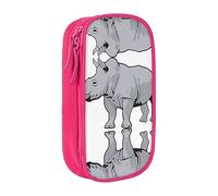 vacsAX Estuche de tela Oxford, duradero y elegante, para suministros escolares y de oficina, bolsa de lápices con diseño de rinoceronte animal, Pink, Talla única, Tarjetero