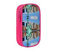vacsAX Estuche de tela Oxford, duradero y elegante para suministros escolares y de oficina, bolsa de lápices Estatua de la Libertad en Nueva York, Pink, Talla única, Tarjetero