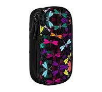 vacsAX Estuche de tela Oxford, duradero y elegante, para suministros escolares y de oficina, bolsa de lápices linda libélula, Black, Talla única, Tarjetero