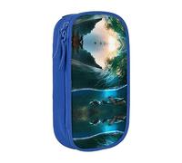 vacsAX Estuche de tela Oxford, duradero y elegante, para suministros escolares y de oficina, bolsa de lápices, palmeras y tortugas marinas buceando bajo el agua, Blue, Talla única, Tarjetero