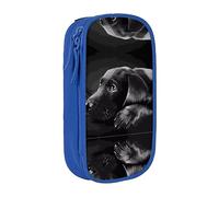 vacsAX Estuche de tela Oxford, duradero y elegante, para suministros escolares y de oficina, bolsa de lápices con diseño de cachorro labrador negro, Blue, Talla única, Tarjetero