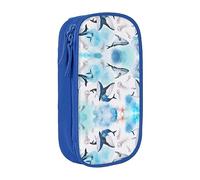 vacsAX Estuche de tela Oxford, duradero y elegante, para suministros escolares y de oficina, bolsa de lápices, ballena marina y medusas, Blue, Talla única, Tarjetero