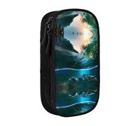 vacsAX Estuche de tela Oxford, duradero y elegante, para suministros escolares y de oficina, bolsa de lápices, palmeras y tortugas marinas buceando bajo el agua, Black, Talla única, Tarjetero