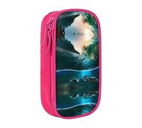 vacsAX Estuche de tela Oxford, duradero y elegante, para suministros escolares y de oficina, bolsa de lápices, palmeras y tortugas marinas buceando bajo el agua, Pink, Talla única, Tarjetero