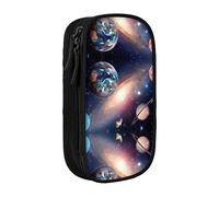 vacsAX Estuche de tela Oxford, duradero y elegante, para suministros escolares y de oficina, bolsa de lápices Universo Planeta, Black, Talla única, Tarjetero