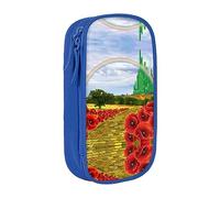 vacsAX Estuche de tela Oxford, duradero y elegante, para suministros escolares y de oficina, bolsa de lápices, campo de amapolas, camino de ladrillo amarillo, Blue, Talla única, Tarjetero