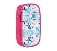 vacsAX Estuche de tela Oxford, duradero y elegante, para suministros escolares y de oficina, bolsa de lápices, ballena marina y medusas, Pink, Talla única, Tarjetero