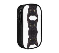 vacsAX Estuche de tela Oxford, duradero y elegante para suministros escolares y de oficina, bolsa de lápices negro lindo gato__, Black, Talla única, Tarjetero