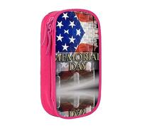 vacsAX Estuche de tela Oxford, duradero y elegante para suministros escolares y de oficina, bolsa de lápices, soldados militares estadounidenses, Día de los Caídos patrióticos, Pink, Talla única,