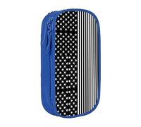 vacsAX Estuche de tela Oxford, duradero y elegante, para suministros escolares y de oficina, bolsa de lápices en blanco y negro con bandera de Estados Unidos, Blue, Talla única, Tarjetero