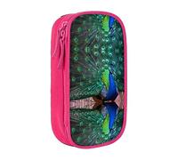 vacsAX Estuche de tela Oxford, duradero y elegante, para suministros escolares y de oficina, estuche para lápices, hermoso pavo real, Pink, Talla única, Tarjetero