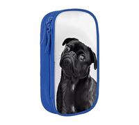 vacsAX Estuche de tela Oxford, duradero y elegante, para suministros escolares y de oficina, estuche para lápices, lindo perro carlino negro, Blue, Talla única, Tarjetero