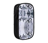 vacsAX Estuche de tela Oxford, duradero y elegante, para suministros escolares y de oficina, estuche para lápices, lindo pingüino, Black, Talla única, Tarjetero