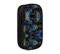 vacsAX Estuche de tela Oxford, duradero y elegante, para suministros escolares y de oficina, estuche para lápices, plumas de pavo real, Black, Talla única, Tarjetero