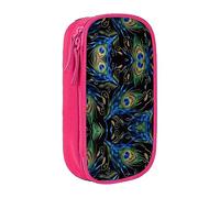vacsAX Estuche de tela Oxford, duradero y elegante, para suministros escolares y de oficina, estuche para lápices, plumas de pavo real, Pink, Talla única, Tarjetero
