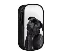 vacsAX Estuche de tela Oxford, duradero y elegante, para suministros escolares y de oficina, estuche para lápices, lindo perro carlino negro, Black, Talla única, Tarjetero