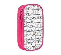 vacsAX Estuche de tela Oxford, duradero y elegante, para suministros escolares y de oficina, estuche para lápices, lindo pingüino, Pink, Talla única, Tarjetero