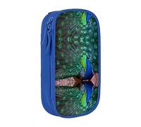 vacsAX Estuche de tela Oxford, duradero y elegante, para suministros escolares y de oficina, estuche para lápices, hermoso pavo real, Blue, Talla única, Tarjetero