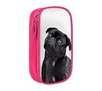 vacsAX Estuche de tela Oxford, duradero y elegante, para suministros escolares y de oficina, estuche para lápices, lindo perro carlino negro, Pink, Talla única, Tarjetero