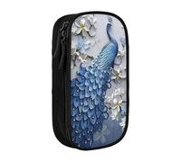 vacsAX Estuche de tela Oxford, duradero y elegante, para suministros escolares y de oficina, estuche para lápices, hermoso pavo real, Black, Talla única, Tarjetero