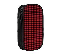 vacsAX Estuche de tela Oxford, duradero y elegante, para suministros escolares y de oficina, estuche para lápices, color rojo y negro, patrón de cuadros escoceses, Black, Talla única, Tarjetero