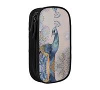 vacsAX Estuche de tela Oxford, duradero y elegante, para suministros escolares y de oficina, estuche para lápices, hermoso pavo real, Black, Talla única, Tarjetero