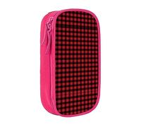 vacsAX Estuche de tela Oxford, duradero y elegante, para suministros escolares y de oficina, estuche para lápices, color rojo y negro, patrón de cuadros escoceses, Pink, Talla única, Tarjetero