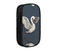 vacsAX Estuche de tela Oxford, duradero y elegante, para suministros escolares y de oficina, estuche para lápices, hermoso cisne blanco, Black, Talla única, Tarjetero