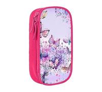 vacsAX Estuche de tela Oxford, duradero y elegante, para suministros escolares y de oficina, hermoso arte de mariposa morada, Pink, Talla única, Tarjetero