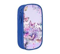 vacsAX Estuche de tela Oxford, duradero y elegante, para suministros escolares y de oficina, hermoso arte de mariposa morada, Blue, Talla única, Tarjetero