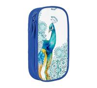vacsAX Estuche de tela Oxford, duradero y elegante, para suministros escolares y de oficina, hermoso pavo real y floral, Blue, Talla única, Tarjetero