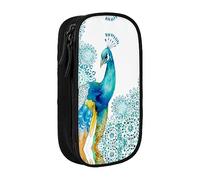 vacsAX Estuche de tela Oxford, duradero y elegante, para suministros escolares y de oficina, hermoso pavo real y floral, Black, Talla única, Tarjetero