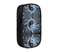 vacsAX Estuche de tela Oxford, estuche duradero y elegante para suministros escolares y de oficina, bolsa de lápices con diagrama Ying Yang, Black, Talla única, Tarjetero