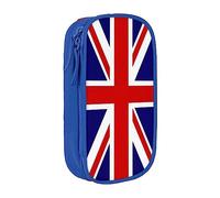 vacsAX Estuche para lápices de lona con cremallera, doble capa, gran capacidad, diseño de bandera del Reino Unido, Blue, Talla única, Organizador de bolsas