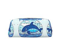 vacsAX Estuche para lápices de natación de ballena pequeña, bolsa de monedas, bolsa de cosméticos, organizador de papelería de oficina, bolsa portátil para lápices