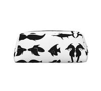 vacsAX Estuche para lápices de pescado blanco y negro, bolsa de monedas, bolsa de cosméticos, organizador de papelería de oficina, bolsa portátil para lápices