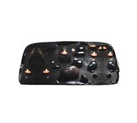 vacsAX Estuche para lápices de piedra de corazón misterioso negro, bolsa de monedas, bolsa de cosméticos, organizador de papelería de oficina, bolsa portátil para lápices