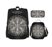 vacsAX Helm of awe - Mochila impermeable ligera (juego de 3 piezas) con bolsa de almuerzo, estuche para lápices para oficina y escuela, Yelmo del asombro, Talla única