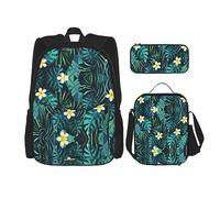 vacsAX Helm of awe - Mochila impermeable ligera (juego de 3 piezas) con bolsa de almuerzo, estuche para lápices para oficina y escuela, hawaiano, Talla única